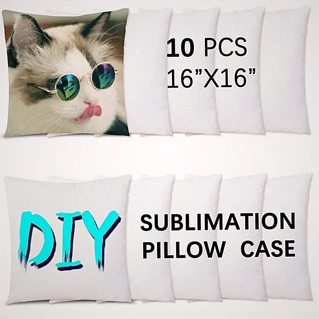 10PCS 16"x 16" Sublimation Blanks Pillow Cases Bulk,White Cushion Covers Pill...