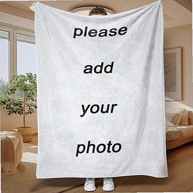 1pc Customizable Flannel Blanket - Upload Your Photo, Lightweight Soft US Stock√