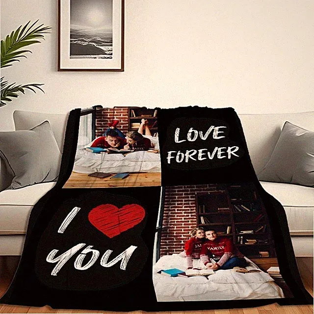 1pc Personalized Photo Blanket - Custom Photo & Text with Your Own Picture/Text❀