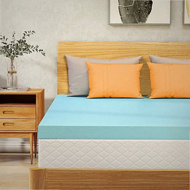 3" Cooling Gel Memory Foam Mattress Topper for Back Pain Relief - Blue