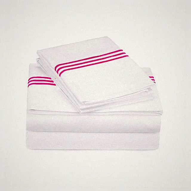 400TC Triple Embroidery Sateen Solid Cotton Sheet Set