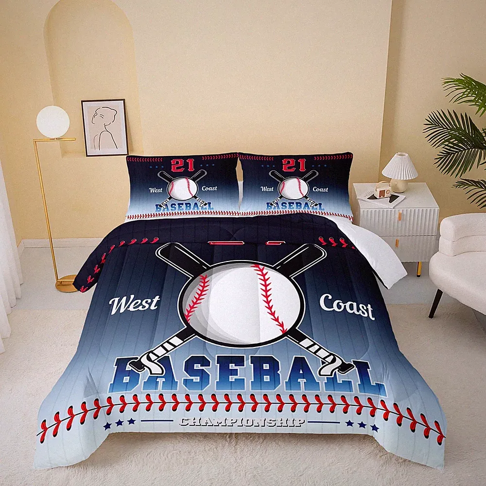 Baseball Comforter Set for Boys Girls Sports Full Size Bedding Set Super Soft...