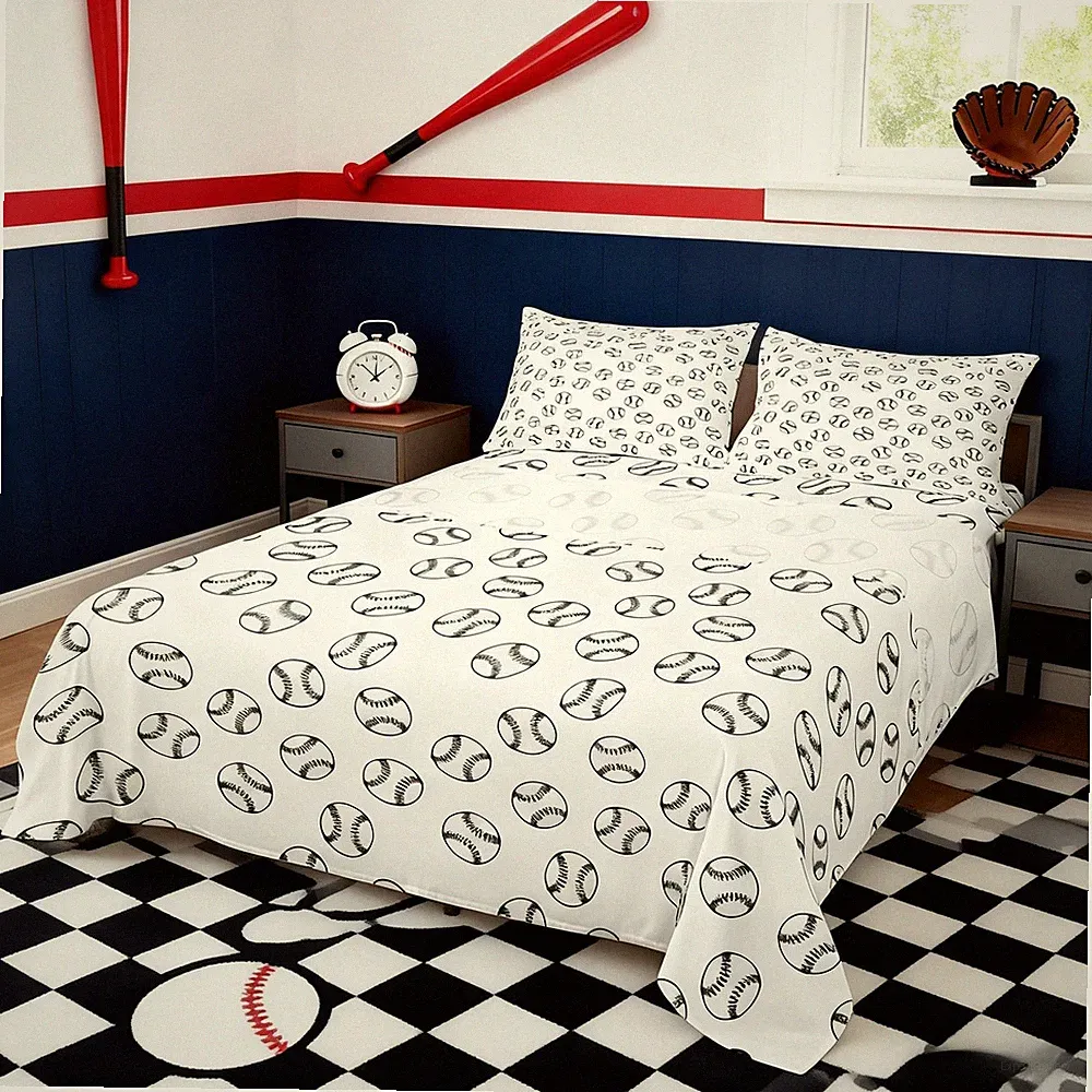 Baseball Queen Size,Sports Games Competition Bedding Set,Girls Boys Adults Ro...