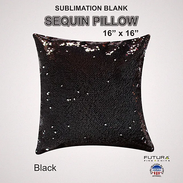 Black Sequin Pillowcase 16" x 16" customizable sub blank polyester pillow case