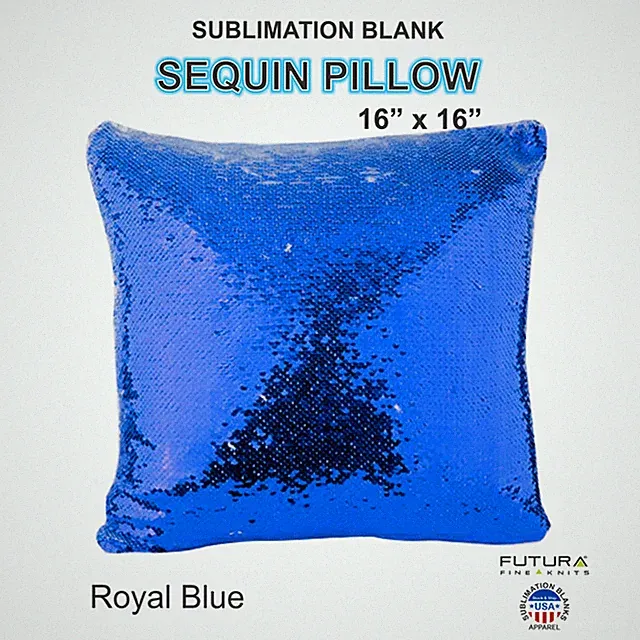 Blue Sequin Pillowcase 16" x 16" customizable sub blank polyester pillow case, U