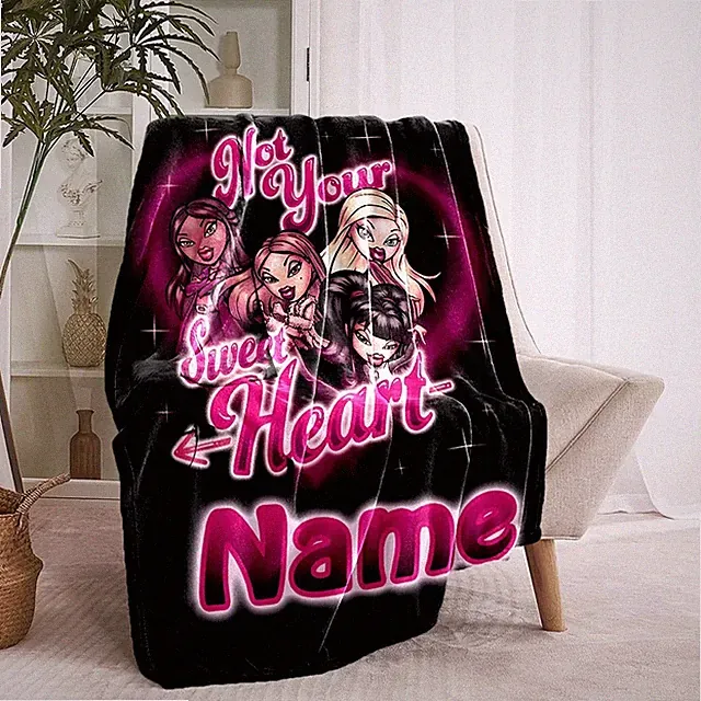 Bratz d Customizable name Soft flannel for all season comfort for bed and sofa