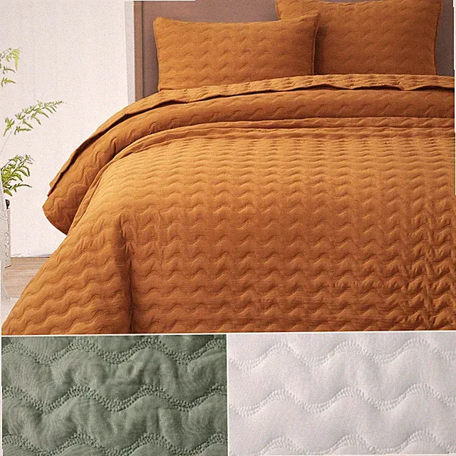 Chezmoi Collection Destiny Wavy Line Stitch Microfiber Quilt Bedspread Set