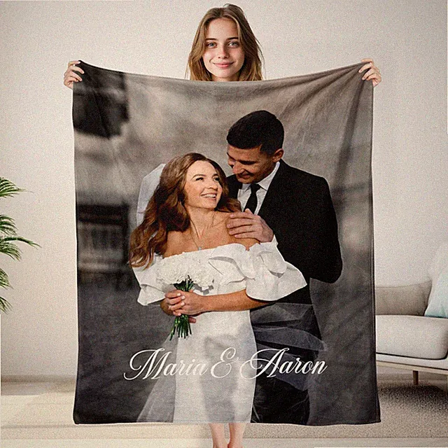 Custom Blanket with Photos or Picture Text Personalized Name Blanket Throw Gift