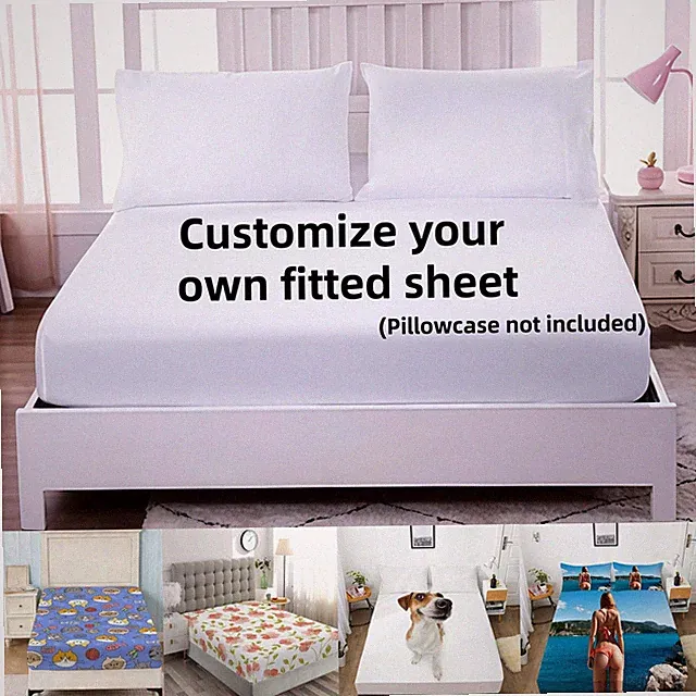 Custom Fitted Sheet Your Design Soft Polyester Deep Pocket 13" – Personalized