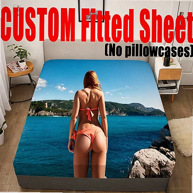 Custom Personalized Soft Polyester Fitted Sheet Your Design Deep Pocket 13"