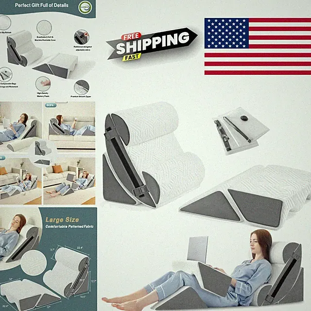 Customizable 6pcs Wedge Pillow Set for Reading Sleeping and Pregnancy Support