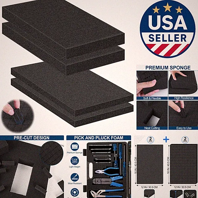 Customizable High-Density Foam Inserts - 4 Pcs with Two Sizes for Storage
