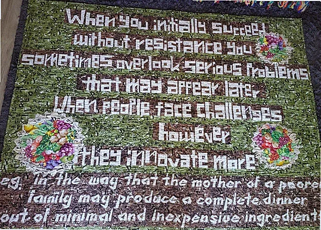 INNOVATION Quote Quilt 62" LX 48" W Long Arm Quilted Food Religious Pieced Quilt