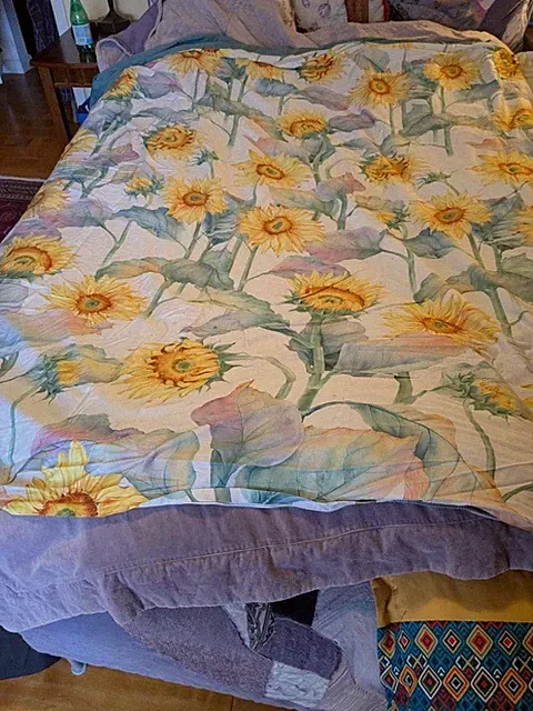 King Size Cotton Custom Duvet Comforted Cover Huge Mod Sunflowers print ~104x94"