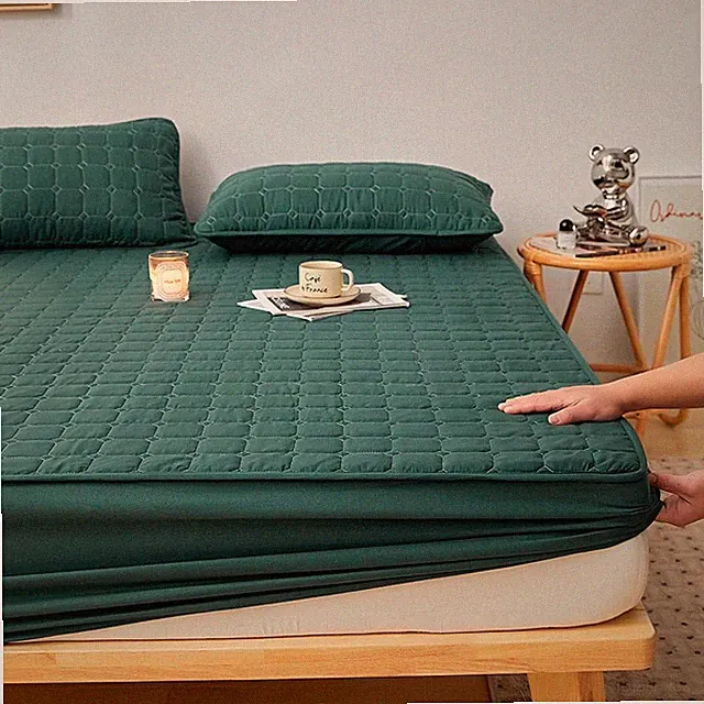 Mattress Protector Embossed Mattress Covers Fitted Sheet Solid Color Soft Pad