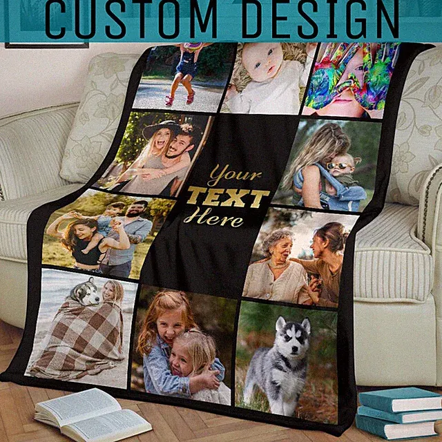 Personalized Custom Fleece Blanket With Photo - Family Picture Memorial Blanket