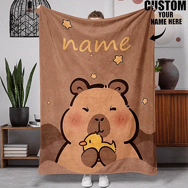 Soft and comfortable customizable capybara flannel blanket - customizable