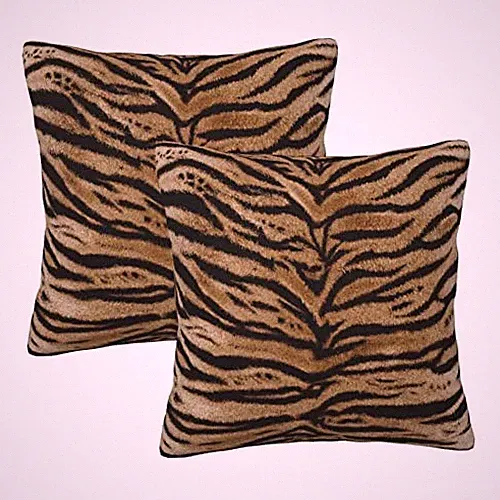 Tiger Texture Print Throw Pillow Covers Set 18" x 18" (Pack of 2) Animal Tiger