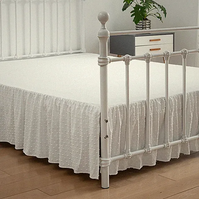 Tufted Dot Bed Skirt Full Size Ruffled Bed Skirt with Split Corners, 12 Inch...