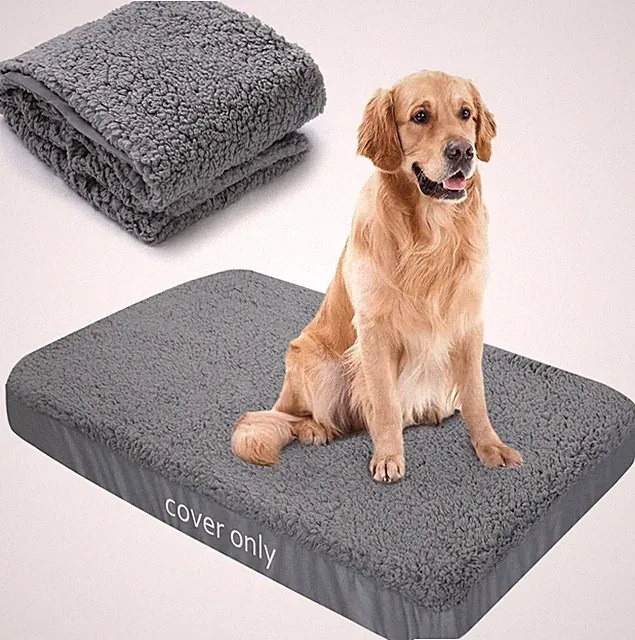 Waterproof Dog Bed Covers Replacement Warm Plush Dog Mattress Cover Washable