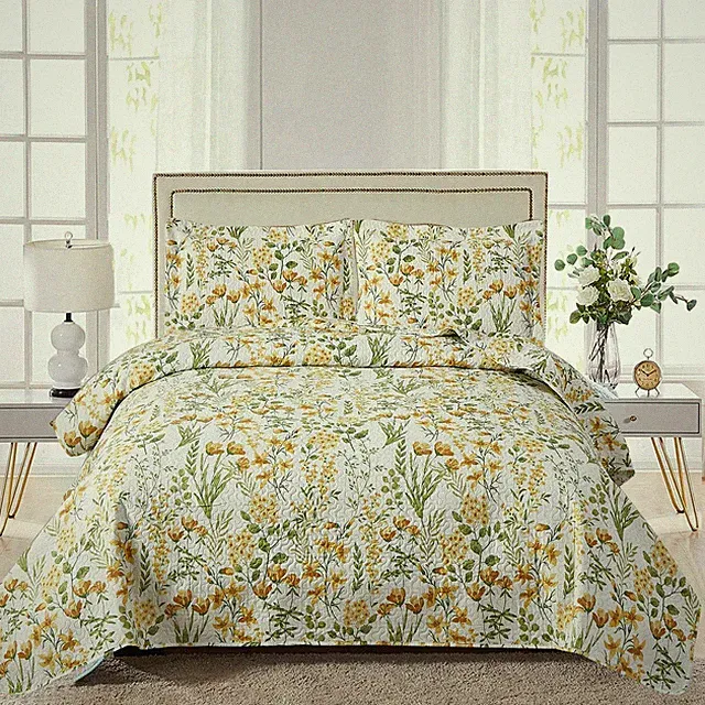 Ycosy Floral Quilt Sets Full/Queen Size Reversible Countryside Bedspread Cove...